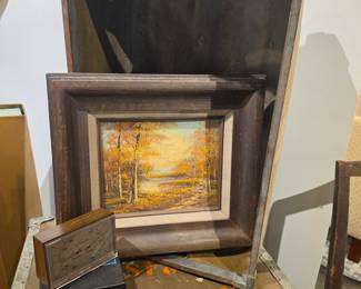 Autumn Landscape Oil Painting with Airguide Thermometer and Hygrometer