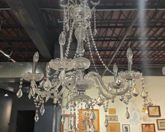 Crystal Chandelier with Faceted Pendants