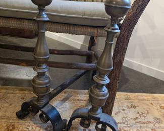 Antique Brass and Wrought Iron Fireplace Andirons