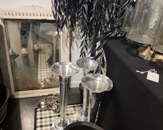 Set of Three Silver Trumpet Vases