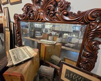 Victorian Carved Walnut Overmantel Mirror