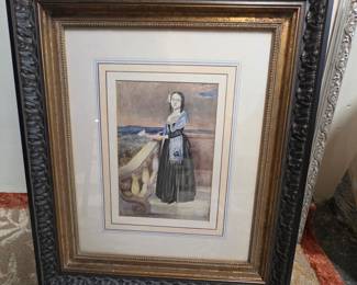 Victorian Woman Portrait Watercolor Painting