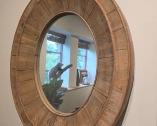 Round Wood Plank Mirror