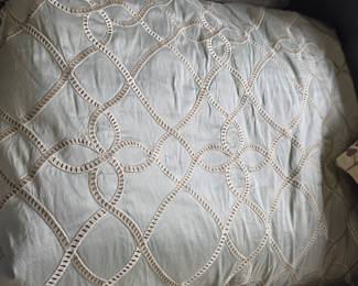 Light Blue Embroidered Decorative Pillow