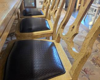 Set of 6 Vintage BAKER Style Dining Chairs, LEATHER SEATS