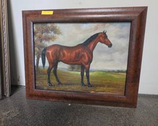 Antique Horse Portrait Oil Painting by William Barraud