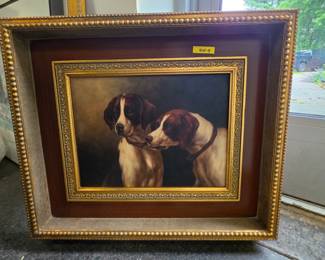 Vintage Dog Portrait Painting by W. Oudry