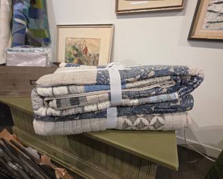 Blue and White Patchwork Quilt Set