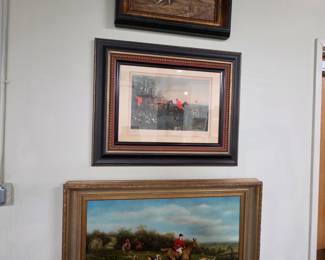 Set of Three Hunting Scene Oil Paintings by Thomas Blinks