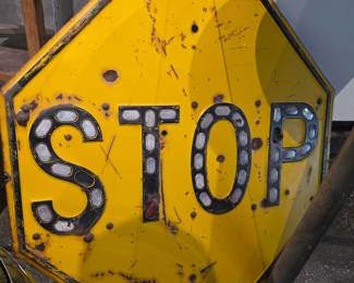 Vintage "STOP" Traffic Sign with Cat Eye Reflectors