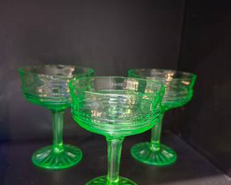 Set of 3 Uranium Glass Sherbet Cups