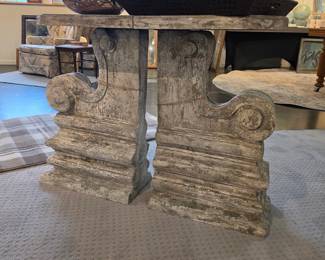 Distressed Pedestal Console Table