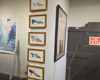Set of 7 Vintage Fashion Illustrations of Shoes