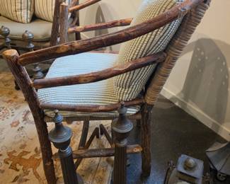 Old Hickory "Andrew Jackson" Style Twig Armchair with Woven Seat and Back