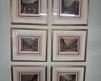 Set of Six Etchings from "The History of the Royal Residences" by William Henry Pyne