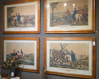 Set of Four "The First Steeple-Chase" and "The Second Steeple-Chase" Hunting Prints by J. Pollard