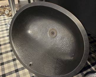 Hammered Dark Bronze Oval Vessel Sink