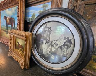 Collection of Three Framed Equestrian Artworks