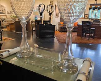 Fostoria American Clear Cube Pattern Goblets