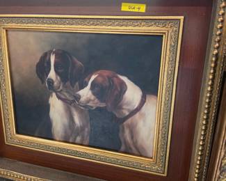 Two Hunting Dogs Portrait Oil Painting