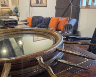 Sunburst Mirror with Carved Wood Frame