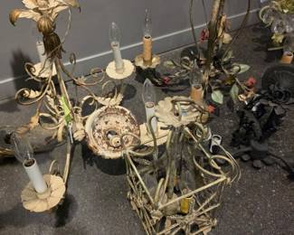 Italian Tole Floral Chandeliers (Lot)