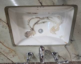 Undermount Bathroom Sink with Stone Vanity Top and Chrome Faucet Fixtures