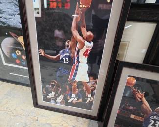 Michael Jordan vs. Dikembe Mutombo Framed Photograph - Wizards Uniforms