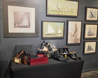 Ermenegildo Zegna Brown Leather Tassel Loafers and Ferrari Branded Items