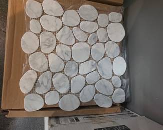WOW Design White Carrara Marble Pebble Mosaic Tile