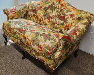 Chippendale Style Camel Back Sofa with Floral Upholstery