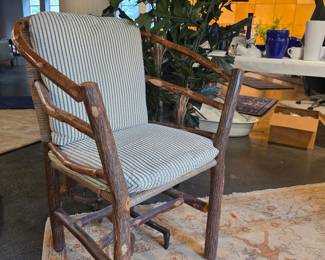 Old Hickory Andrew Jackson Chair with Striped Upholstery