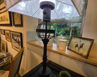 Franklin Iron Works Rustic Industrial Table Lamp with Open Cage Accent