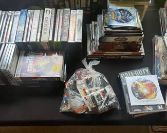 PC VIDEO GAMES: Warcraft, World of Warcraft and expansions, Call of Duty, Call of Duty 2, COD Expansion Pack United Offensive, COD Black Ops, COD World at War, World in Conflict, Medieval II Total War, Command & Conquer 3 Tiberium Wars, Elder Scrolls IV Oblivion, Age of Empires III, Company of Heroes, Fallout 4, Sins of a Solar Emprie, Civilization IV, Borderlands 2, XCOM Enemy Unknown, Crysis, Shadow Mordor, Skyrim, and more. XBOX VIDEO GAMES: Sega GT2002, Halo, Halo 2, Freedom Fighters, and more.