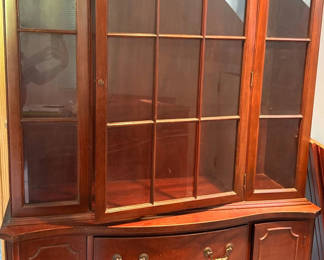 Lot 3: Wooden China Cabinet with Glass Doors and Drawers