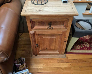 Lot 69: Two wooden rustic side tables