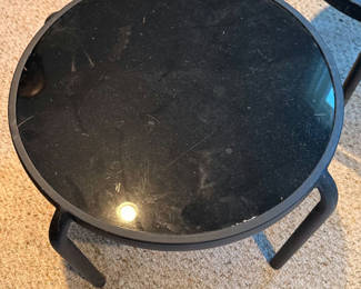 Lot 5: Two Round Black Side Tables