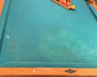 Lot 17: Brunswick Pool Table with Billiard Balls and Cue Sticks