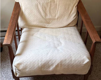 Lot 8: Wooden Mid-Century Modern Armchair with Cushions