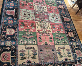 Lot 40: Rectangular multicolored patchwork area rug with fringe