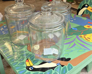 Lot 16: Three Glass Storage Jars with Lids