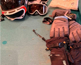 Lot 23: Winter Sports Helmet, Goggles, Gloves, Mittens, and Knit Hat
