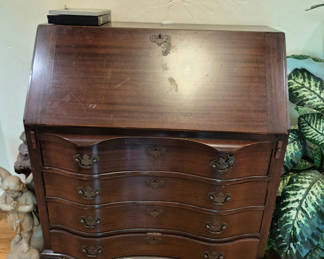 Lot 93: Antique serpentine-front secretary chest