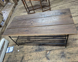 Lot 63: Wooden Coffee Table With Metal Base