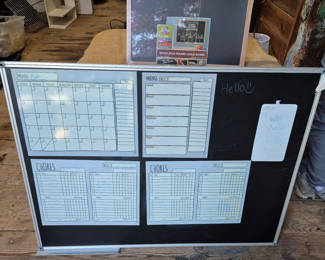 Lot 53: Framed Chalkboard Planner Board and Wood-Style Framed Chalkboard