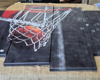 Lot 26: Five-Panel Basketball Hoop Canvas Wall Art