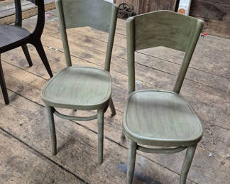 Lot 68: Two Green Wooden Chairs