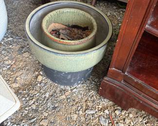 Complimentary large and medium ceramic planters
