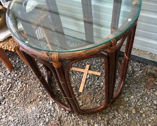 Wonderful vintage MCM bamboo/rattan dining or entry table