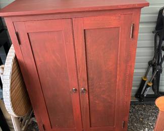 Red antique cupboard